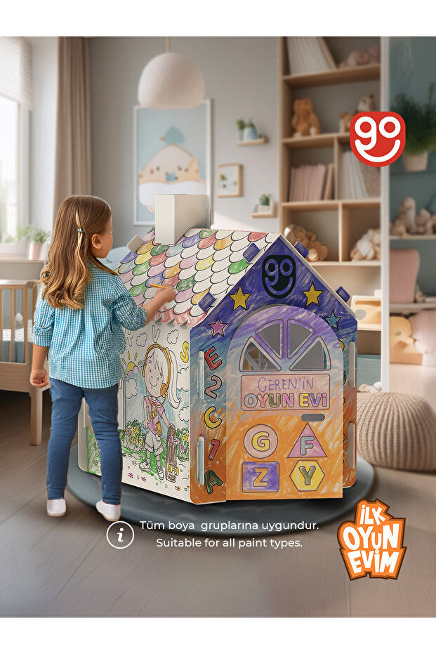 🏠🎨 Boyanabilir Karton Oyun Evi | Hayal Et, Boya ve Oyna!